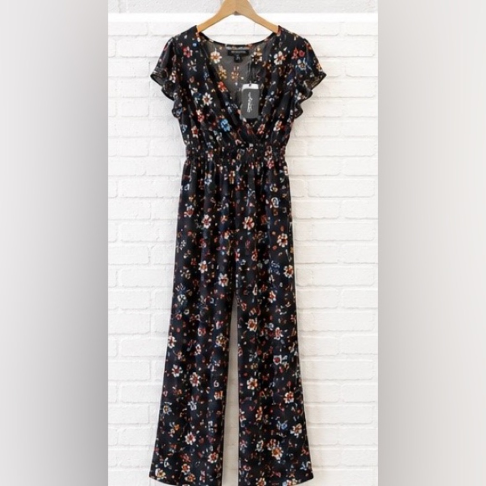 Black Floral Wide-Leg Jumpsuit
